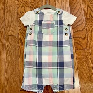 Carter’s size 18m blue, green, & pink plaid romper